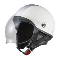 バイクヘルメット ポリスヘルメット ストリートハーフ 半帽ヘルメット ホワイト/シルバー フリーサイズ(57~60cm未満)