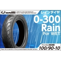【UNILLI】 ユナリ レイン対応タイヤ 100/90-10 O-300 4本セット